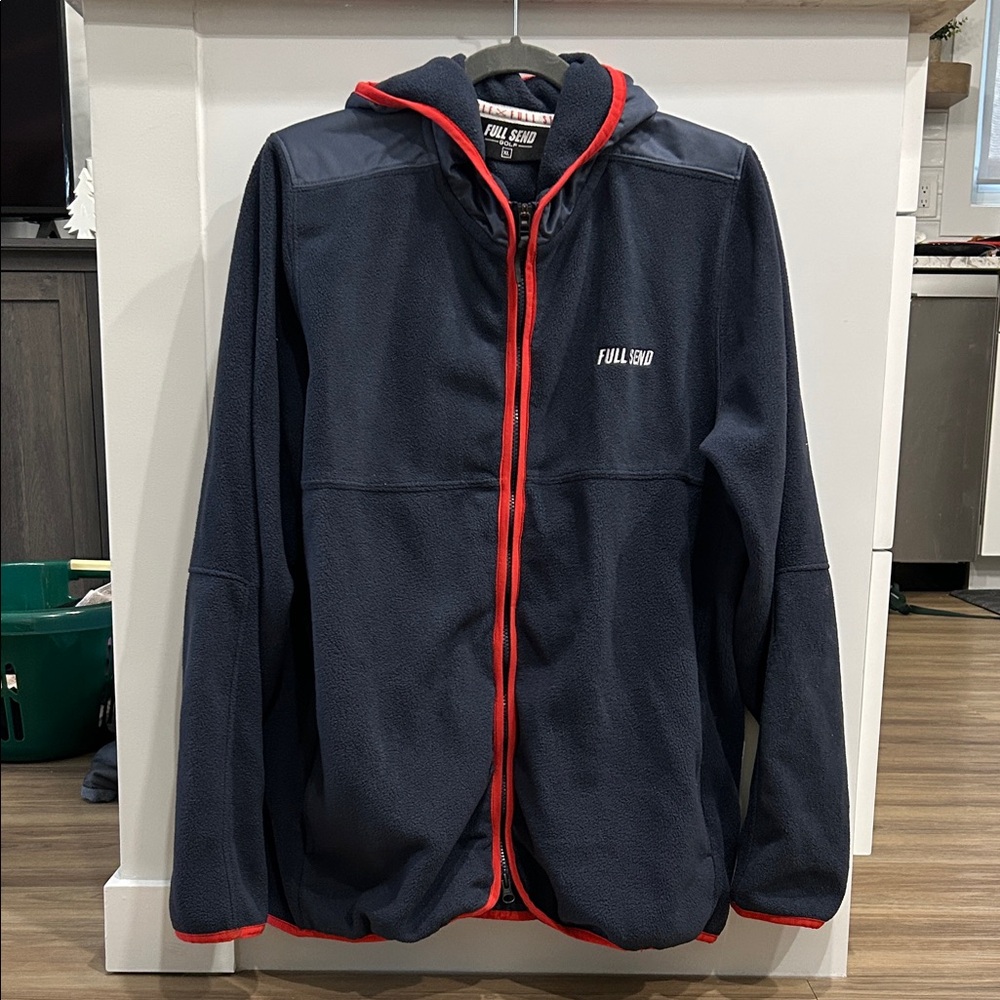 Full Send Navy Jacket with Red Trim